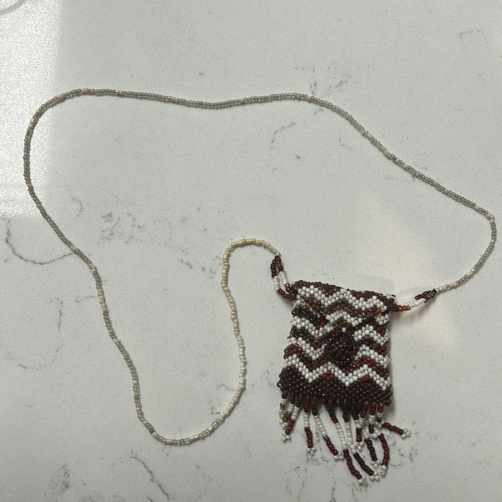 Hand Beaded Pouch Necklace
